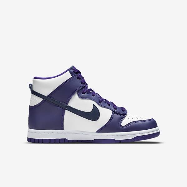 Nike Dunk High Older Dječje Tenisice Bijele Ljubičaste Tamnoplave | NK458UVZ