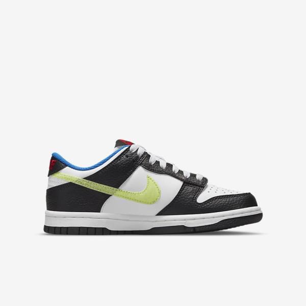 Nike Dunk Low Older Dječje Tenisice Bijele Crne Plave Svijetlo Limun | NK402XZY