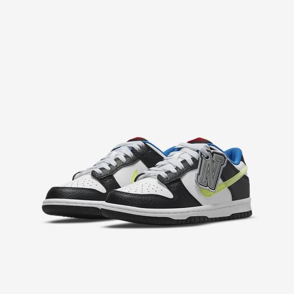 Nike Dunk Low Older Dječje Tenisice Bijele Crne Plave Svijetlo Limun | NK402XZY