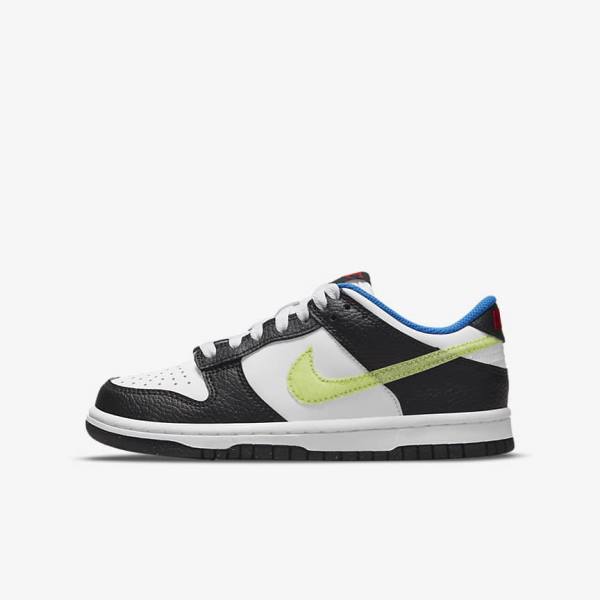 Nike Dunk Low Older Dječje Tenisice Bijele Crne Plave Svijetlo Limun | NK402XZY