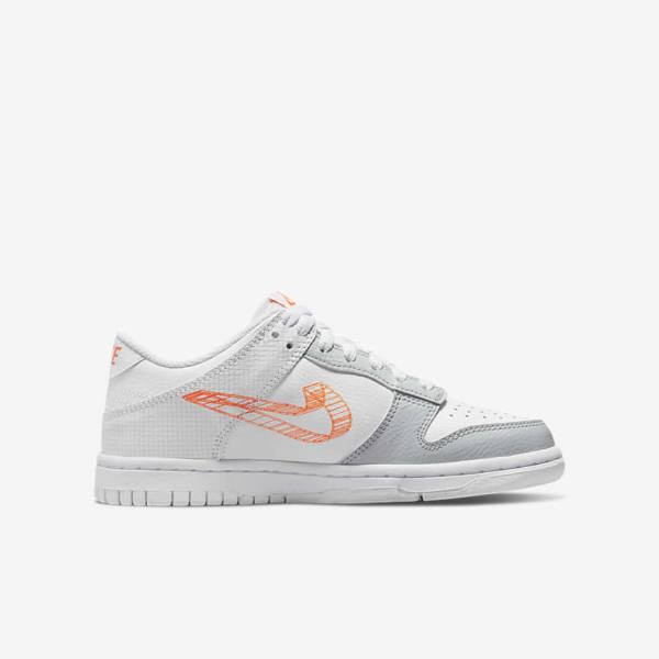 Nike Dunk Low SE Older Dječje Tenisice Bijele Platine Narančaste | NK032JSL