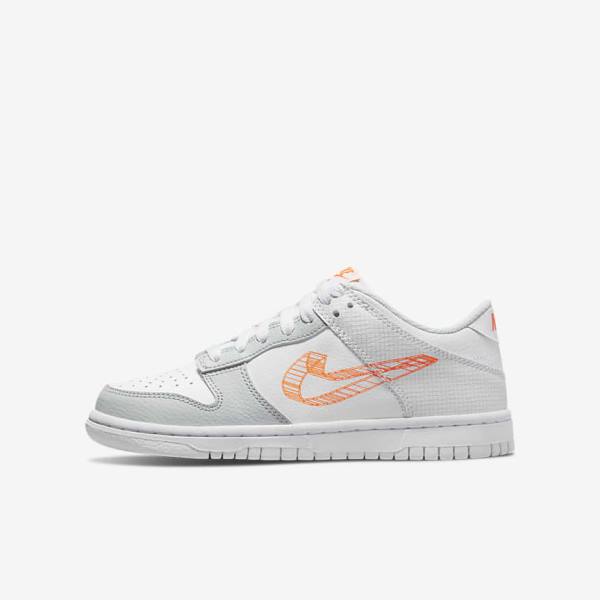 Nike Dunk Low SE Older Dječje Tenisice Bijele Platine Narančaste | NK032JSL