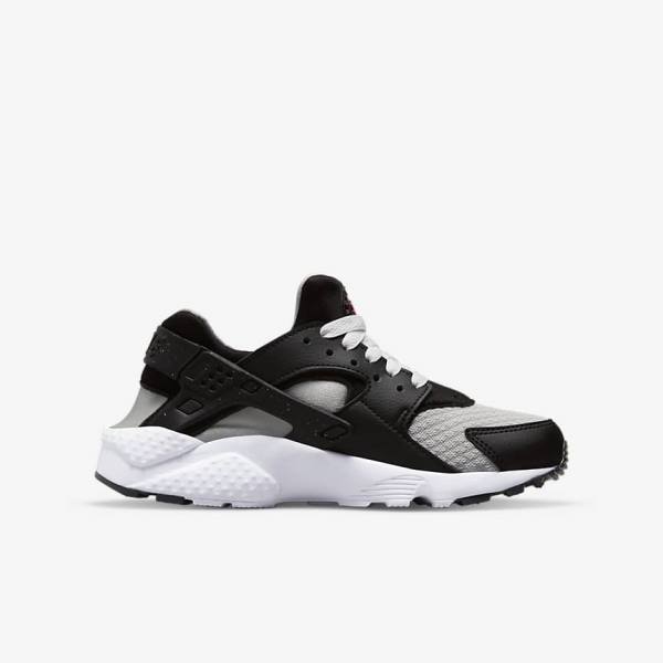 Nike Huarache Run Older Dječje Tenisice Crne Sive Bijele Crvene | NK184DBR