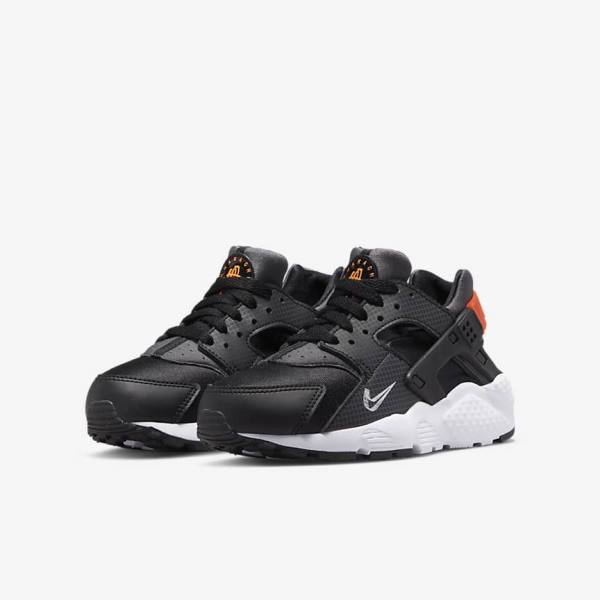 Nike Huarache Run Older Dječje Tenisice Crne Narančaste Sive Bijele | NK287JVZ