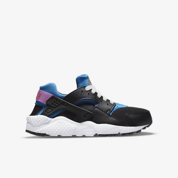 Nike Huarache Run Older Dječje Tenisice Crne Svijetlo Plave Roze Menta | NK601WSC