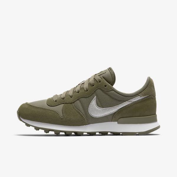 Nike Internationalist Glitter Ženske Tenisice Maslinasto Zelene Bijele Maslinasto Zelene | NK671DEQ