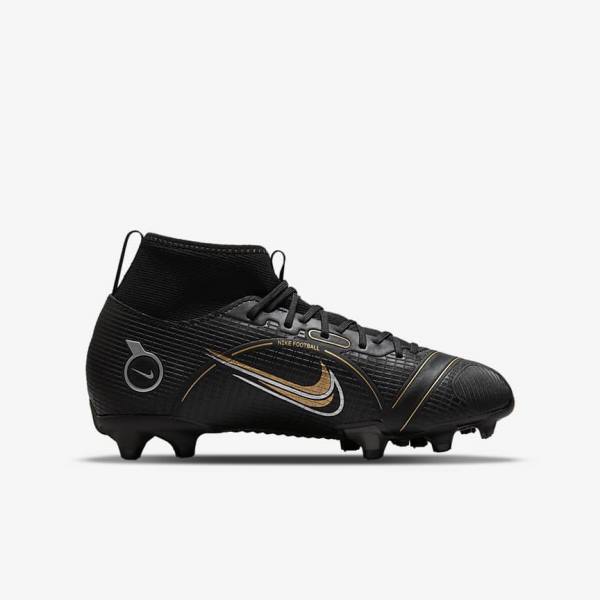 Nike Jr. Mercurial Superfly 8 Academy MG Older Multi-Ground Dječje Tenisice Za Nogomet Crne Metalne Srebrne Sive Metalne Zlatne | NK142XLF