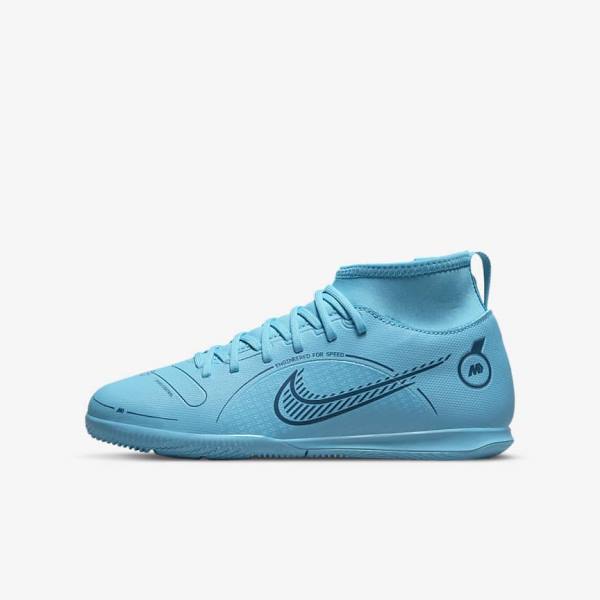 Nike Jr. Mercurial Superfly 8 Club IC Older Indoor-Court Dječje Tenisice Za Nogomet Plave Narančaste | NK748GYZ