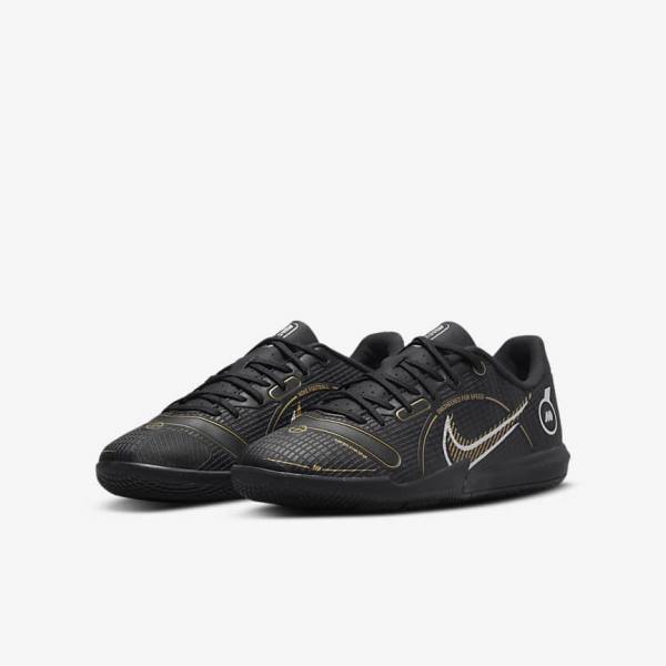 Nike Jr. Mercurial Vapor 14 Academy IC Older Indoor Court Dječje Tenisice Za Nogomet Crne Metalne Srebrne Sive Metalne Zlatne | NK725QRN