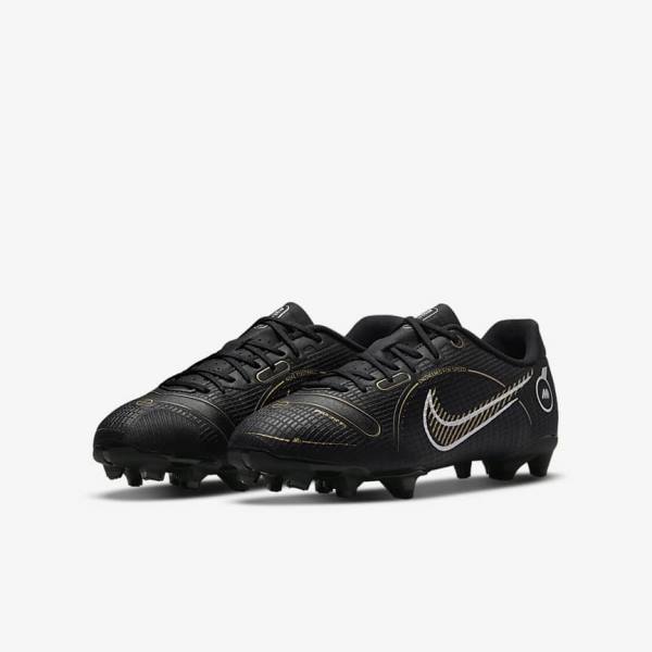 Nike Jr. Mercurial Vapor 14 Academy MG Older Multi-Ground Dječje Tenisice Za Nogomet Crne Metalne Srebrne Sive Metalne Zlatne | NK827HBV