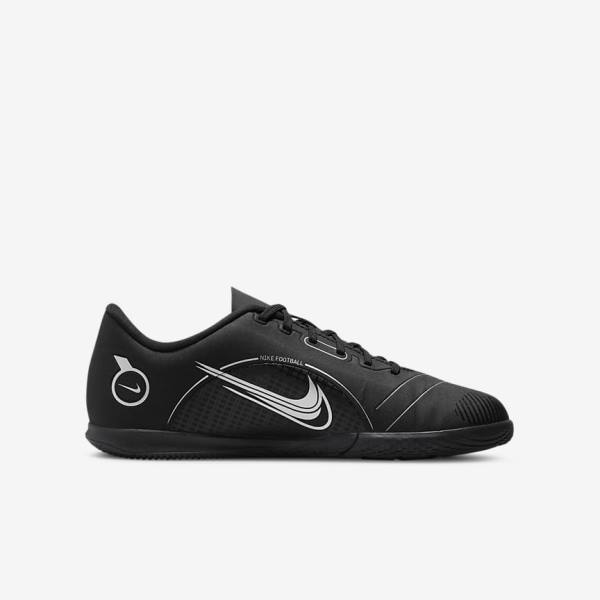 Nike Jr. Mercurial Vapor 14 Club IC Older Indoor Court Dječje Tenisice Za Nogomet Crne Sive Metalne Srebrne | NK153IZO