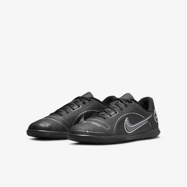 Nike Jr. Mercurial Vapor 14 Club IC Older Indoor Court Dječje Tenisice Za Nogomet Crne Sive Metalne Srebrne | NK153IZO