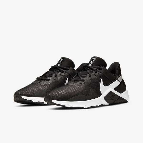 Nike Legend Essential 2 Muške Tenisice Za Trening Crne Metalne Srebrne Bijele | NK782SKM