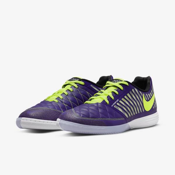 Nike Lunar Gato II IC Indoor Court Muške Tenisice Za Nogomet Ljubičaste Crne Bijele | NK563EQK