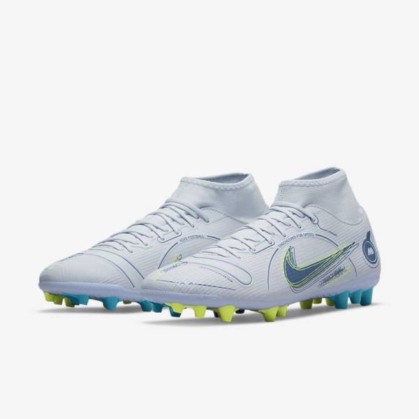 Nike Mercurial Superfly 8 Academy AG Artificial-Grass Muške Tenisice Za Nogomet Sive Svijetlo Plave Tamno Plave | NK831PRZ