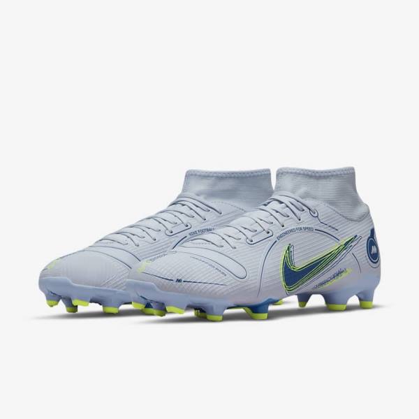 Nike Mercurial Superfly 8 Academy MG Multi-Grounds Muške Tenisice Za Nogomet Sive Svijetlo Plave Tamno Plave | NK356XGU