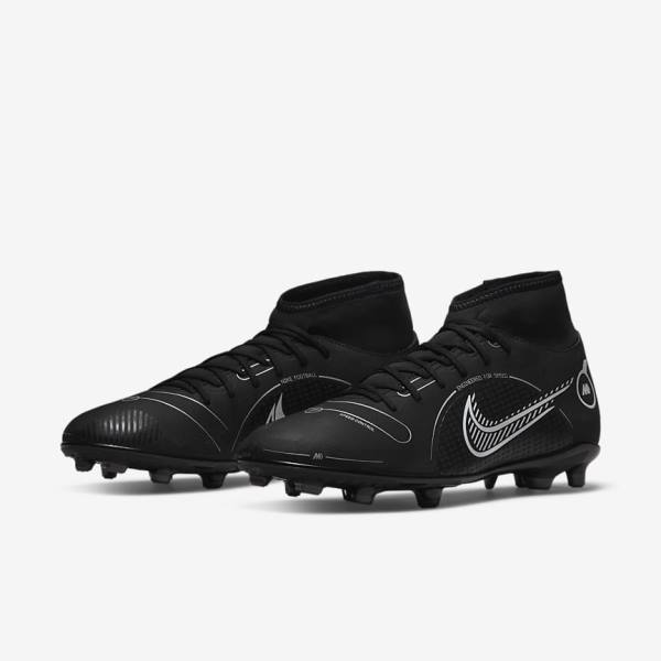 Nike Mercurial Superfly 8 Club MG Multi-Grounds Ženske Tenisice Za Nogomet Crne Sive Metalne Srebrne | NK467OHY