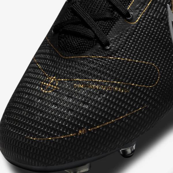 Nike Mercurial Superfly 8 Elite SG-PRO Anti-Clog Traction Soft-Ground Muške Tenisice Za Nogomet Crne Metalne Srebrne Sive Metalne Zlatne | NK295ENZ