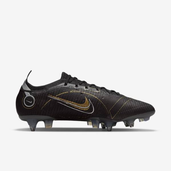 Nike Mercurial Vapor 14 Elite SG-PRO Anti-Clog Traction Soft-Grounds Ženske Tenisice Za Nogomet Crne Metalne Srebrne Sive Metalne Zlatne | NK360JLK