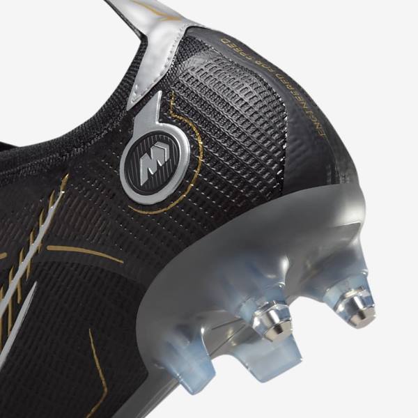 Nike Mercurial Vapor 14 Elite SG-PRO Anti-Clog Traction Soft-Grounds Ženske Tenisice Za Nogomet Crne Metalne Srebrne Sive Metalne Zlatne | NK360JLK