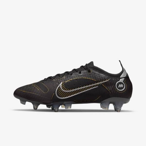 Nike Mercurial Vapor 14 Elite SG-PRO Anti-Clog Traction Soft-Grounds Ženske Tenisice Za Nogomet Crne Metalne Srebrne Sive Metalne Zlatne | NK360JLK