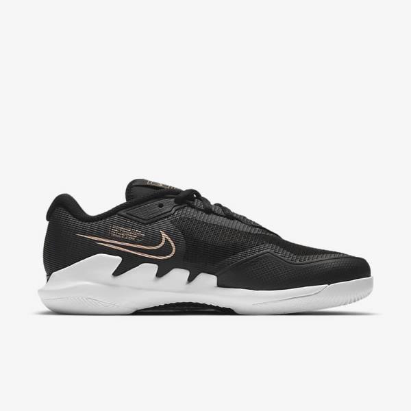 Nike NikeCourt Air Zoom Vapor Pro Hard-Court Ženske Tenisice Za Tenis Crne Bijele Metalne Crvene Smeđe | NK138SOP