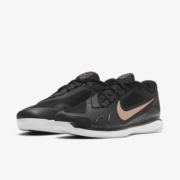 Nike NikeCourt Air Zoom Vapor Pro Hard-Court Ženske Tenisice Za Tenis Crne Bijele Metalne Crvene Smeđe | NK138SOP