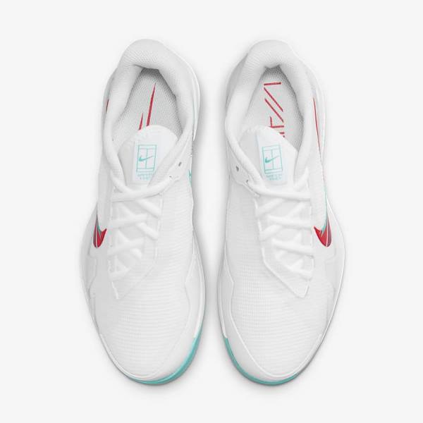 Nike NikeCourt Air Zoom Vapor Pro Hard-Court Ženske Tenisice Za Tenis Bijele Crvene Bordo Tirkizne | NK510TFA