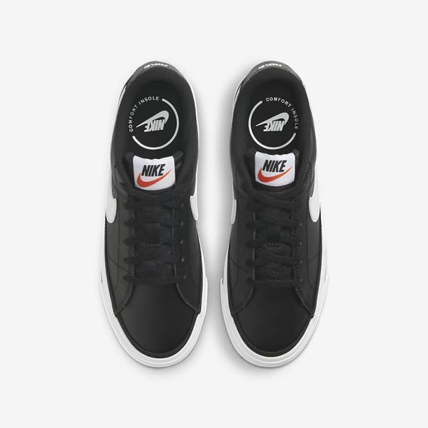 Nike NikeCourt Legacy Older Dječje Tenisice Crne Svijetlo Smeđe Bijele | NK034BJS