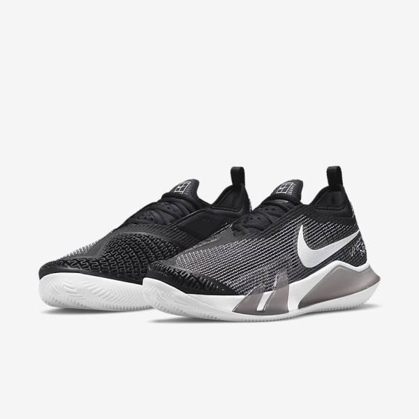 Nike NikeCourt React Vapor NXT Clay Court Muške Tenisice Za Tenis Crne Bijele | NK364TOL