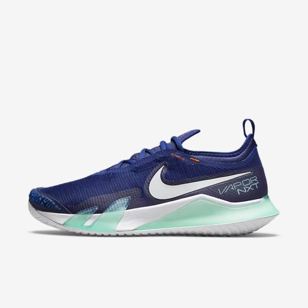 Nike NikeCourt React Vapor NXT Hard-Court Muške Tenisice Za Tenis Kraljevska Plava Plave Tirkizne Narančaste Bijele | NK942ZIV