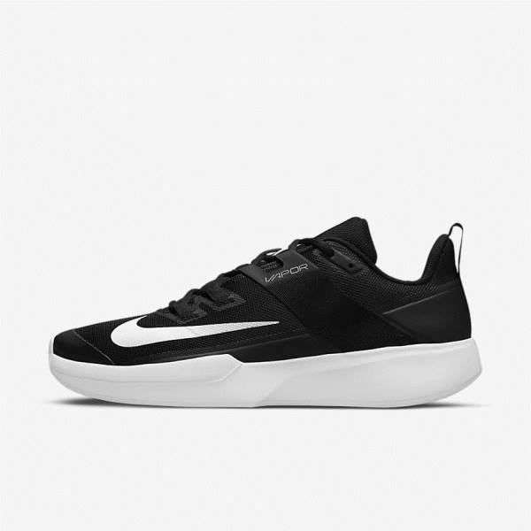 Nike NikeCourt Vapor Lite Clay Court Muške Tenisice Za Tenis Crne Bijele | NK841UEG