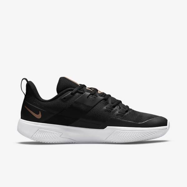 Nike NikeCourt Vapor Lite Clay-Court Ženske Tenisice Za Tenis Crne Bijele Metalne Crvene Smeđe | NK142ULF