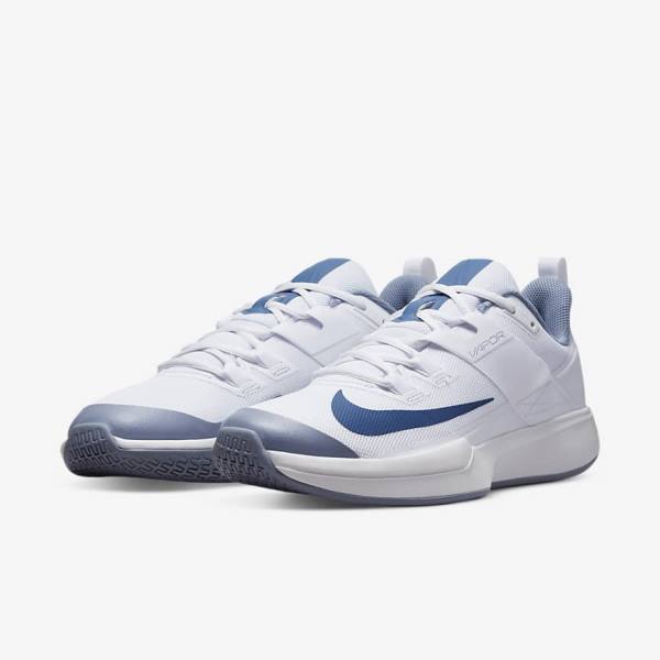 Nike NikeCourt Vapor Lite Hard Court Muške Tenisice Za Tenis Bijele Tamnoplave | NK591VNG