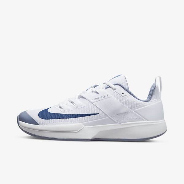 Nike NikeCourt Vapor Lite Hard Court Muške Tenisice Za Tenis Bijele Tamnoplave | NK591VNG