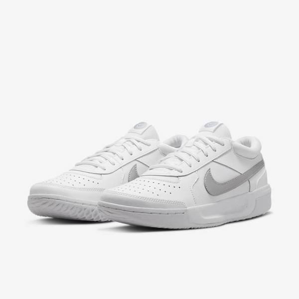 Nike NikeCourt Zoom Lite 3 Ženske Tenisice Za Tenis Bijele Metalne Srebrne | NK863RVQ