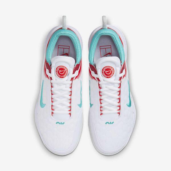 Nike NikeCourt Zoom NXT Hard Court Ženske Tenisice Za Tenis Bijele Svijetlo Srebrne Crvene Tirkizne | NK391IYN