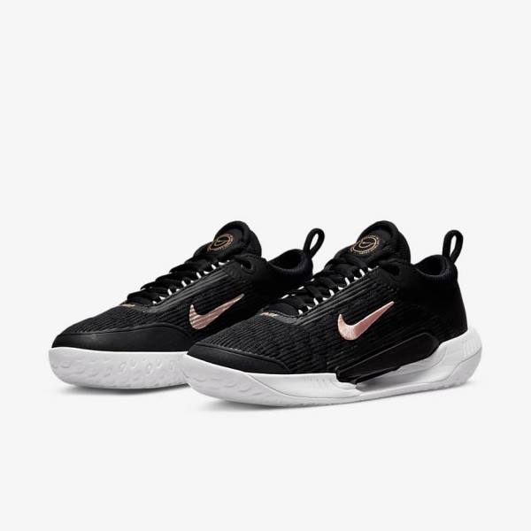 Nike NikeCourt Zoom NXT Hard Court Ženske Tenisice Za Tenis Crne Bijele Metalne Crvene Smeđe | NK815QWU