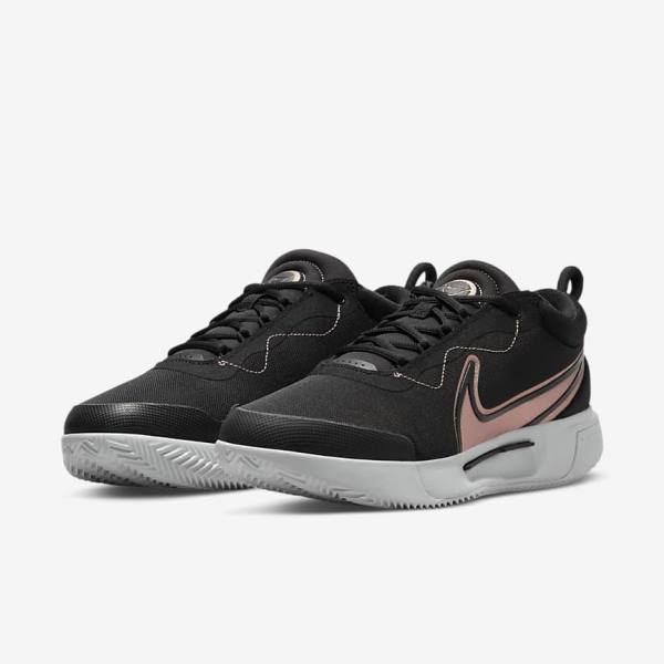 Nike NikeCourt Zoom Pro Clay Court Ženske Tenisice Za Tenis Crne Bijele Metalne Crvene Smeđe | NK154CNV