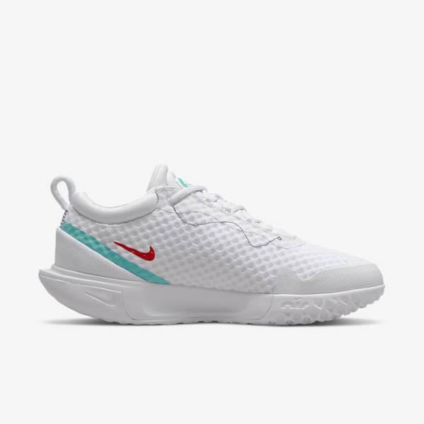 Nike NikeCourt Zoom Pro Hard Court Ženske Tenisice Za Tenis Bijele Crvene Bordo Tirkizne | NK594NDS