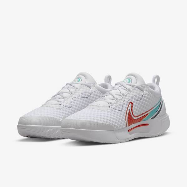 Nike NikeCourt Zoom Pro Hard Court Ženske Tenisice Za Tenis Bijele Crvene Bordo Tirkizne | NK594NDS