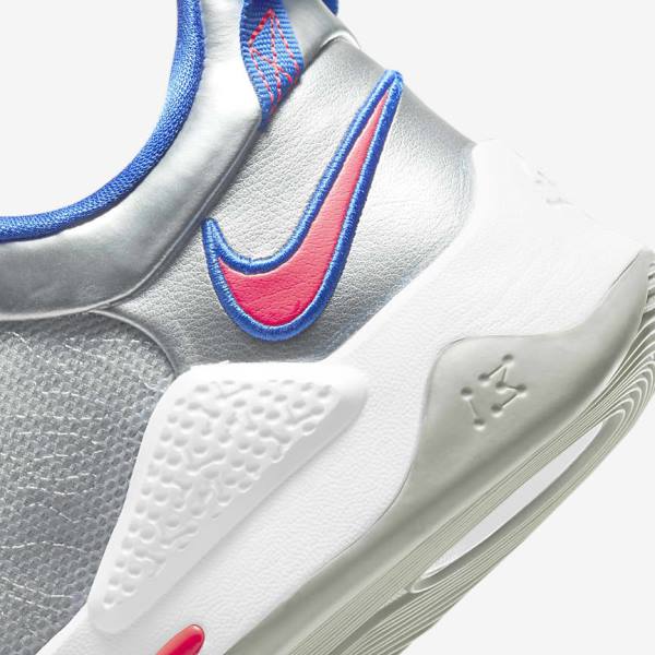 Nike PG 5 Ženske Tenisice za košarku Metalne Srebrne Kraljevska Plava Crvene | NK416JDO