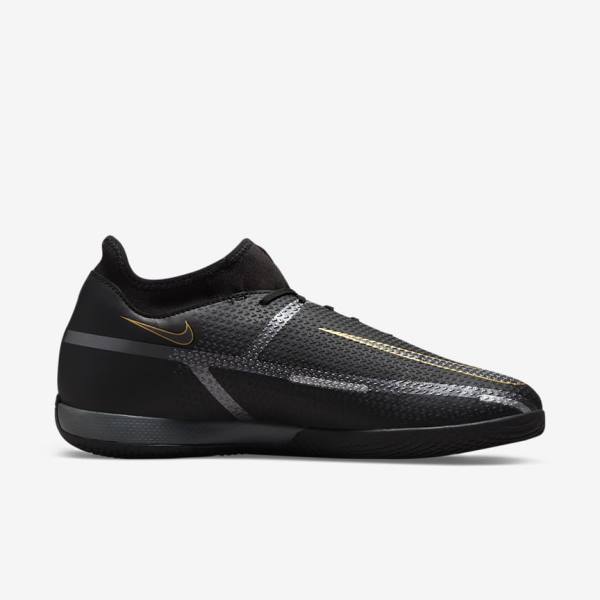 Nike Phantom GT2 Academy Dynamic Fit IC Indoor Court Ženske Tenisice Za Nogomet Crne Metalne Zlatne Tamno Sive Metalne Tamno Sive | NK318URP