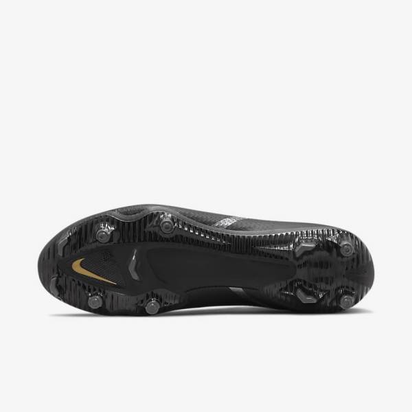 Nike Phantom GT2 Academy Dynamic Fit MG Multi-Ground Ženske Tenisice Za Nogomet Crne Metalne Zlatne Tamno Sive Metalne Tamno Sive | NK149OJX