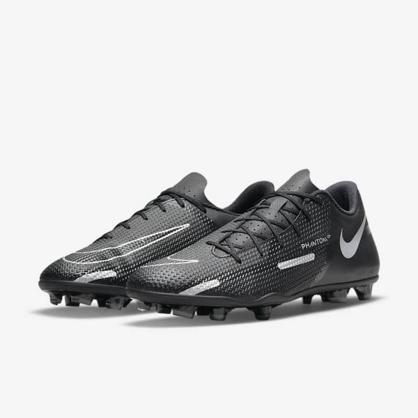 Nike Phantom GT2 Club MG Multi-Ground Ženske Tenisice Za Nogomet Crne Tamno Sive Metalne Srebrne | NK273LFX