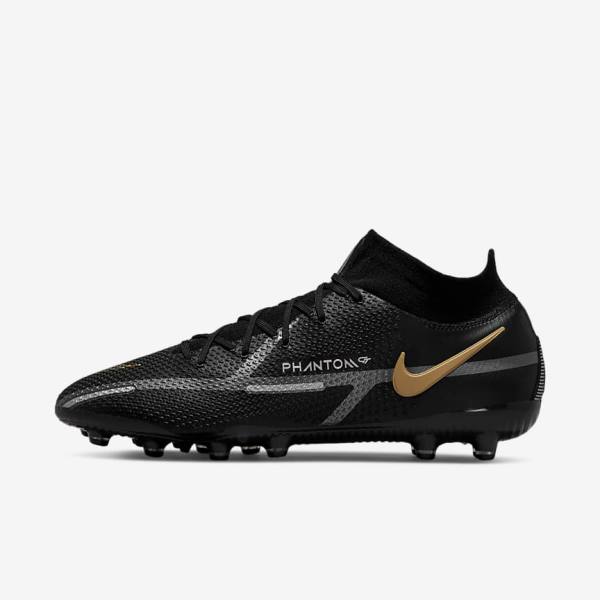 Nike Phantom GT2 Dynamic Fit Elite AG-Pro Artificial-Grass Ženske Tenisice Za Nogomet Crne Metalne Zlatne Metalne Srebrne Metalne Tamno Sive | NK078TYF