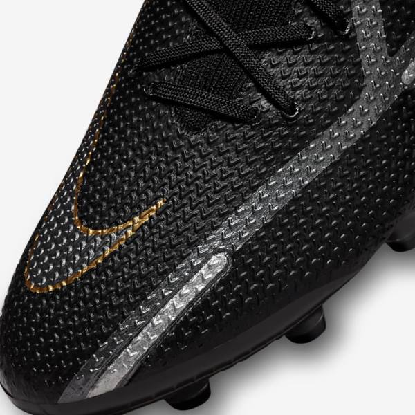 Nike Phantom GT2 Dynamic Fit Elite AG-Pro Artificial-Grass Muške Tenisice Za Nogomet Crne Metalne Zlatne Metalne Srebrne Metalne Tamno Sive | NK308GTL