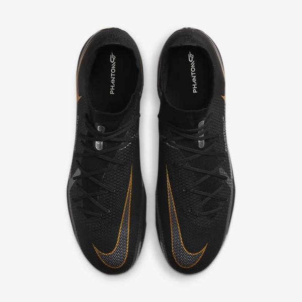 Nike Phantom GT2 Pro Dynamic Fit FG Firm-Ground Ženske Tenisice Za Nogomet Crne Metalne Zlatne Metalne Srebrne Metalne Tamno Sive | NK031VOS