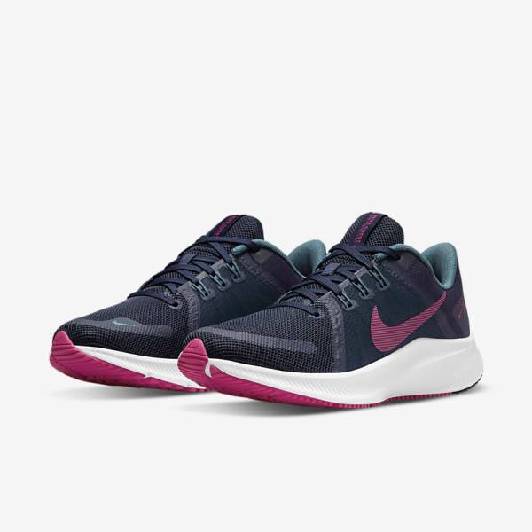 Nike Quest 4 Road Ženske Tenisice Za Trčanje Plave Sive Zelene Bijele Roze | NK381ZDH