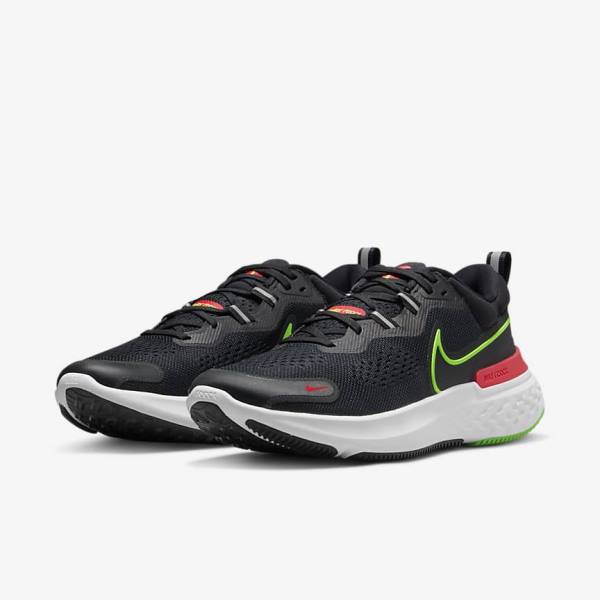 Nike React Miler 2 Road Muške Tenisice Za Trčanje Crne Crvene Bijele Zelene | NK432HPY